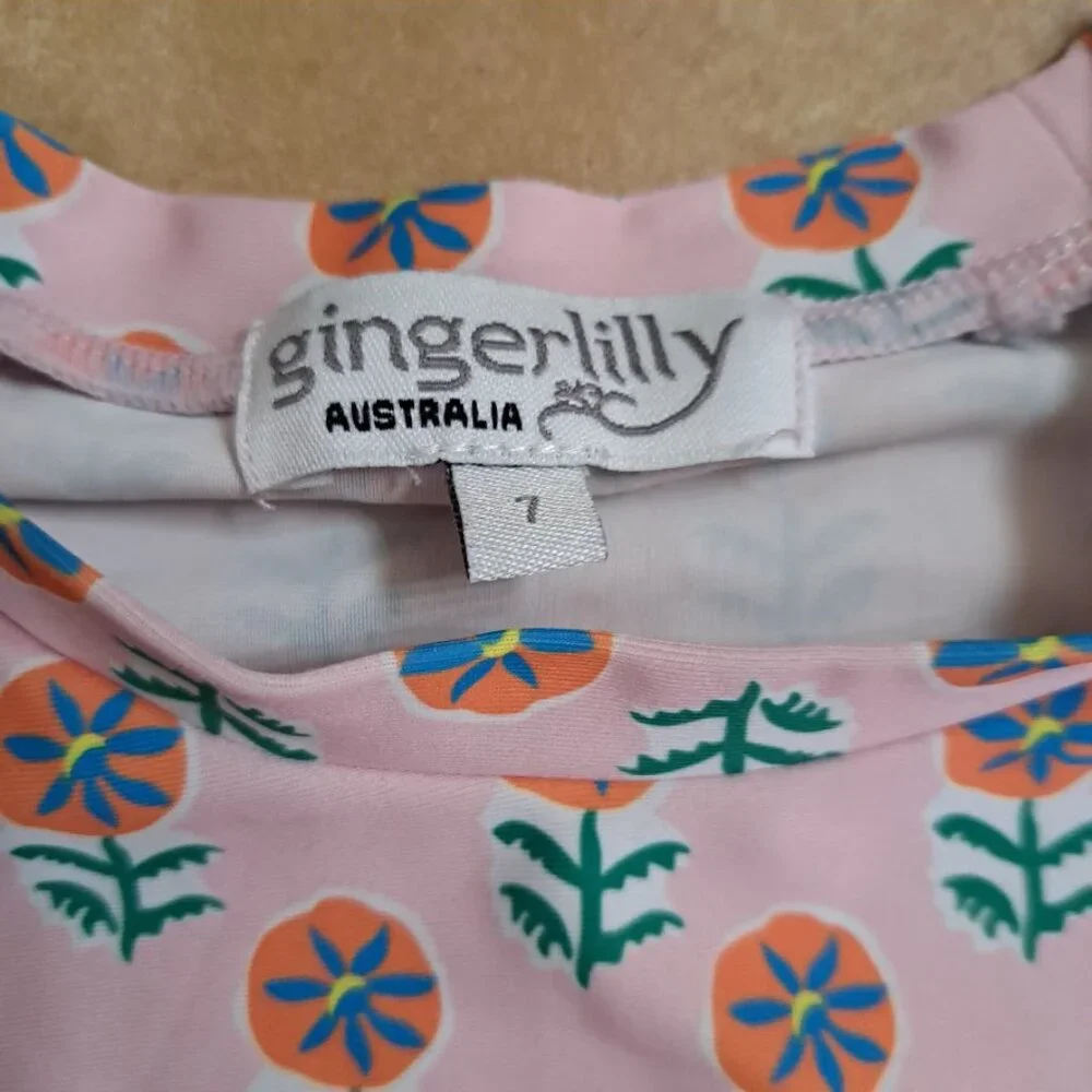 Gingerlilly‎ Australia Swimsuit shirt rashgard swim cover shirt pink flowers